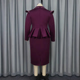 Fongt Fashion Suit Lidance Two Dresses Elegant Wind Professional Commuter High Waist Dress