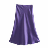 Fongt 2025 New Tight Waist Simple Set Solid Color Lirt Solid Color Half Body Skirt