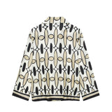 2024 New Women's Dress Printed Lapel Shirt High-Waisted Straight Casual Pants 2735146 2756147-Outfit