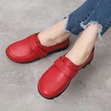 Spring Ladies Genuine Leather Handmade Shoes Women Hook &Loop Flat Shoes Women 2021 Autumn Soft Loafers