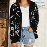 Fongt Long-Sleeved Knitted Autumn And Winter New Coat Loose Cartoon Dinosaur Cardigan