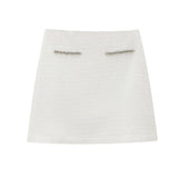 Fongt Spring Long Sleeve Water Drill Decoration Short Rough Spinning Ring Velvet Jacket Mini Skirt Suit Woman