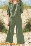 Women Summer Casual Loose Streetwear Outfits Sleeveless O Neck Tops Long Pants Set Female Solid Matching Two Piece Set 2023