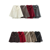 Fongt Autumn Women's Asymmetric Scarf Short Knitted Coat W063 2819