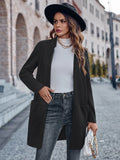 Fongt Winter New 2024 Women's Fashion Cardigan Standing Collar Solid Color Versatile Medium Coat-Outfit