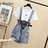 Pieces Short Set Summer Sweet Korean Cotton T Shirt Tops And Shorts 2 Pieces Sets Women Clothing Two Pieces