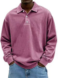 Fongt New Men's Shirt Casual Long-Sleeved Button-Down Polo Shirt Men