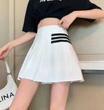High Waist Mini Pleated Skirts Women Korean Preppy Style Chic Short Faldas Elegant Black Safety Lined Tennis