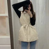 Women 2022 Fashion Thick Warm Coat Fashion Pocket Women's Sleeveless Lint Loose Vest With