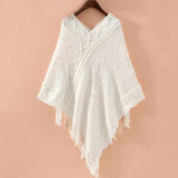 Women's Clothing V-Neck Batwing Sleeve Solid Color Sweaters 2023 Autumn Winter Tassel Fashion Knitted All-match Korean Jumpers-Outfit
