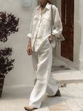 Fongt Long-Sleeved Shirt Loose Set 2025 New Women's Two-Piece Suit