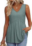 Fongt New Women's Vest Flowing Lotus Leaf Side Top Women's Elegant Sleeveless V-Neck Doll Vest