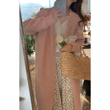 Fongt Lazy Wind V-Neck Sweater Women's Autumn And Winter 2024 New Niche Design College Wind Knitting