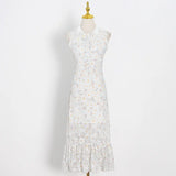 Fongt Temperament Elegant Wind 2025 Spring New Design Small Flowerless Sleeveless Lace Splicing Dress