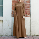 Fongt New Muslim Women's Clothing Middle Eastern Arab Style Zippered Open-Shirt Into The Bag Temperament Loose Dress