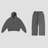 Fongt Simple Couple Fashion Hoodie Sweatshirt Solid Color 2207 Coat 2207-1 Trousers