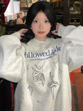 Street Vintage Ballet Lady Graphic Sweatshirt Loose Oversized Aesthetic Y2K Kawaii Pullover Women Winter Long Sleeve