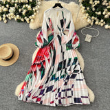 Fongt Collar Nail Bead Lantern Sleeve Pearl Belt To Collect Long-Term Printed Pressure Skirt