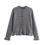 Fongt Women's Clothing 2025 Spring New Fashion Casual Temperament Folding Decorative Knit Coat