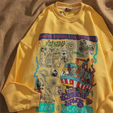 Green Funny Comics Hip Hop Sweatshirts Vintage Streetwear Graphic Hoodies O-neck Pullovers Goth Punk Style Teens Clothes-Outfit