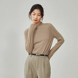 Women Winter Sweater Clothes Women Half High Collar Wool Bottoming Shirts White 100% Pure Wool Sweater Black