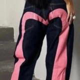 Classic Niche Ins Printing Men And Women Loose Trend Jeans Straight Casual Pants-Outfit