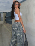 Fongt New Camouflage Straight-Tlens High-Waisted Trousers With Thin Sleek Casual Personality Hot Girl