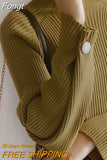 Women Autumn And Winter Half High Collar Knitted Sweaters Solid Female Soft Elastic Soild Color Pullover Button Full Sleeve