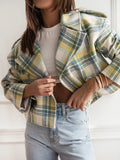Fongt New Fashion British Suit Collar Lattice Short Hair Coat