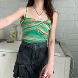 Fongt Sense Of A Small Color Stripe Small Sling Vest Women In The Summer 2023 Short Sexy Knitting Blouse