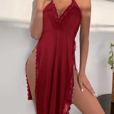 Fongt Selling Sexy Pajamas Hanging Neck Sleeping Dress Show Back Large Size Suit Open Fork Home Clothing Source