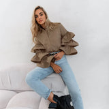 Fongt Design Feels White Lotus Leaf-Side Shirt 2025 Autumn And Winter New Casual Temperament