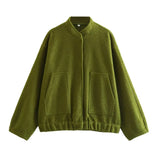 2024 New Vertical Collar Loose Version Multicolor Women's Woolen Casual Coat 5070629-Outfit