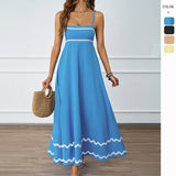 Fongt Summer Solid Color Lace Splicing Elegant Slings Bras Oversized Dress Dress Woman
