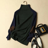Fongt Patchwork Thicken Knitted Pull Sweater 1215-0-Outfit