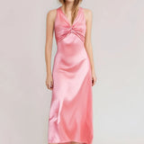 Fongt 2025 New Women's Sexy V-Neck Folding Slimming Fashion Dress