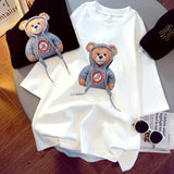 Womens T-Shirts Oversized Couple Tee Cute Diamonds Rope Bear Tshirt Summer Loose Casual Kawaii Crew Neck Tops Plus