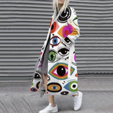 Fongt 2025 Autumn Women's Ebay New Long-Sleeved Clam Coat Print This