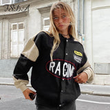Oversized Baseball Jackets Varsity Women Black 2021 Autumn Winter Long Sleeve Y2K Fashion Vintage Coat Bomber