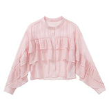 Fongt Women's Pink Folding Decoration Romantic Style Shirt 6318