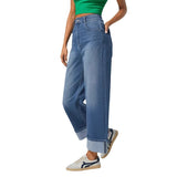 Fongt High-Waisted Trousers Straight Jeans 2025 Spring New Women's Casual Broad-Legged Trousers Women