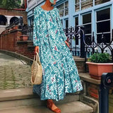 Fongt 2025 Summer New Women's Ebay Digital Print Long-Sleeved Dress Casual Long