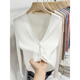 Fongt Knitted V-Necked Cardigan Trend New Thin Shirt Sweater Coat Short Top