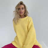 2021 Autumn Winter Oversized Long Sleeve Knitted O Neck Women Pullovers Sweater Fashion Casual Female Y2K
