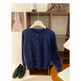 Fongt Style Gentle Retro Small Gold Button Net Version Long-Sleeved Knitted Shirt Women Autumn Collar Soft Glutinous Sweater
