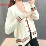 Size 4xl Printed Sweaters Cardigan Women Causal Slim Knitted Gilet Jackets Elegant Vintage Knitwear Coats Thin Malhas