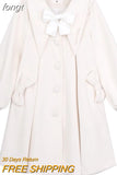 Blends Coats Women Baggy Kawaii Clothes Girlish Multi Bow Designer Beige Temper Preppy Stylish Куртка Зимняя