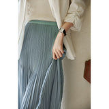 Fongt New 细细细细细 Art 褶皱 Fairy Hundred Folded Skirt Silk Slippery Pendant Half Body Skirt