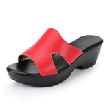 Women Slipper Sandals Wedges Platform Genuine Leather Peep toe Female Sandals Ladies clogs Summer Shoes Plus Size 41