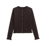 Fongt Women's Autumn And Winter New Laminated Wooden Ear Knitted Shirt Jacket